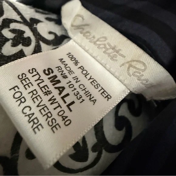 Charlotte Russe Dark Striped Blouse with Belt - Picture 3 of 4